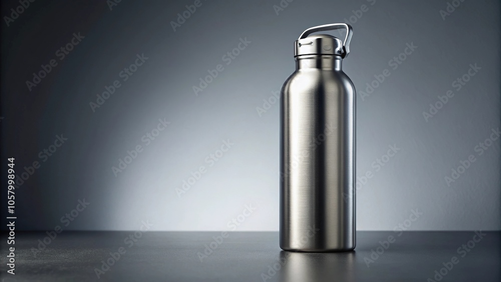 Mockup of a stainless steel bottle with a simple background Mockup of a stainless steel bottle with a simple background