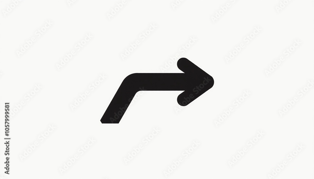 Minimalist Black Right Arrow Icon with Curved Design on White Background
Minimalist Black Right Arrow Icon with Curved Design on White Background