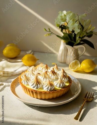 Obraz na płótnie Tarta de limón con merengue