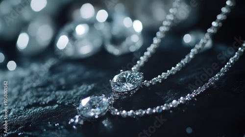 Elegant Jewelry on Dark Surface with Bokeh Effect