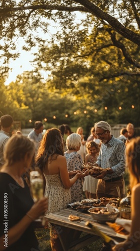 Lively Outdoor Family Gathering at Sunset