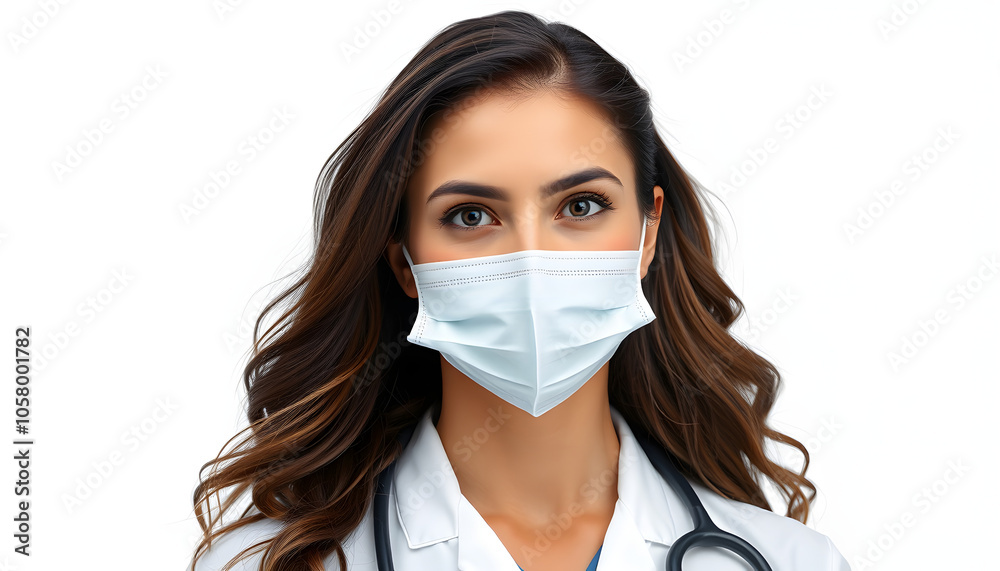 Portrait of a female health care professional isolated with white highlights, png Portrait of a female health care professional isolated with white highlights, png