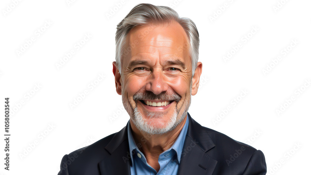 Portrait of a smiling old senior man, stylish mature man, looking at camera, happy face, isolated on transparent background, horizontal Portrait of a smiling old senior man, stylish mature man, looking at camera, happy face, isolated on transparent background, horizontal