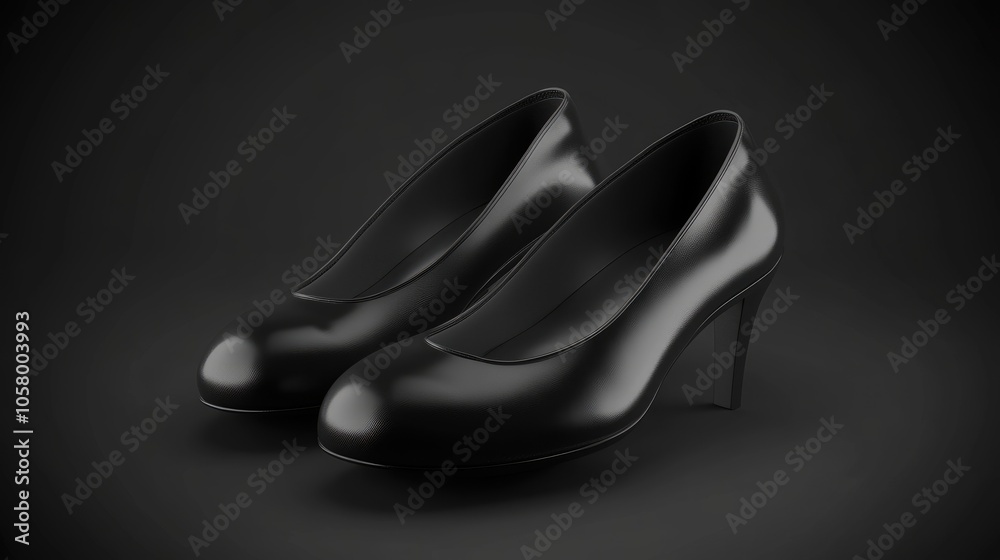 Elegant Black High Heels on Dark Background