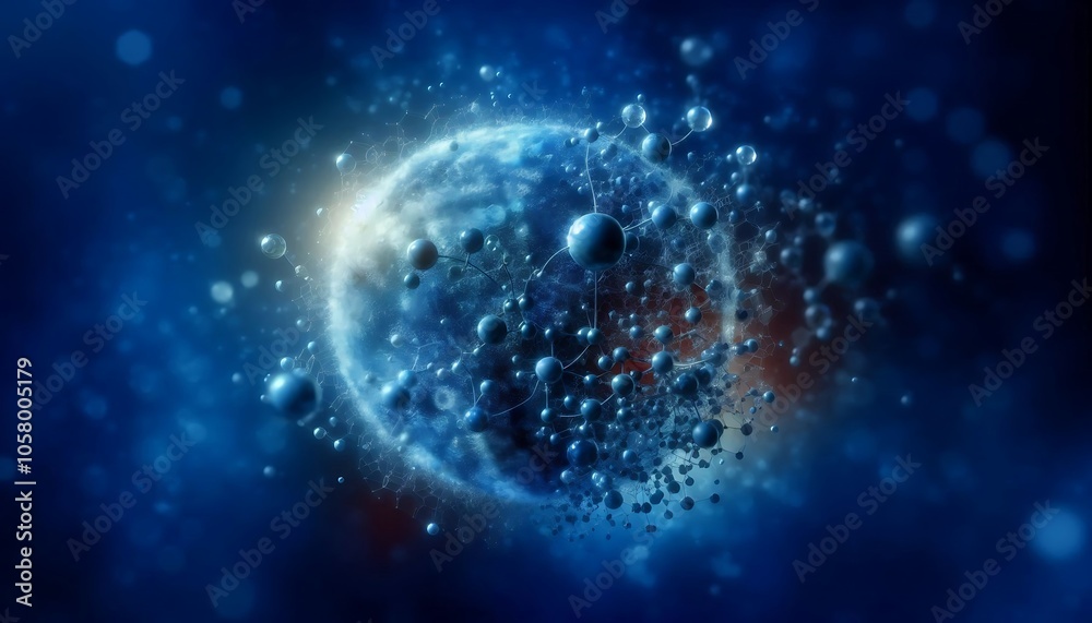Single Molecule on Deep Blue bakground,generative ai Single Molecule on Deep Blue bakground,generative ai