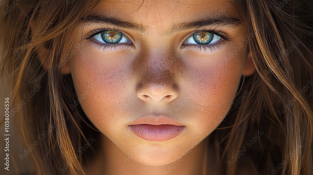 Captivating Portrait of a Girl with Unique Features and Striking Eyes - High-Resolution Image Highlighting Beauty and Individuality Captivating Portrait of a Girl with Unique Features and Striking Eyes - High-Resolution Image Highlighting Beauty and Individuality