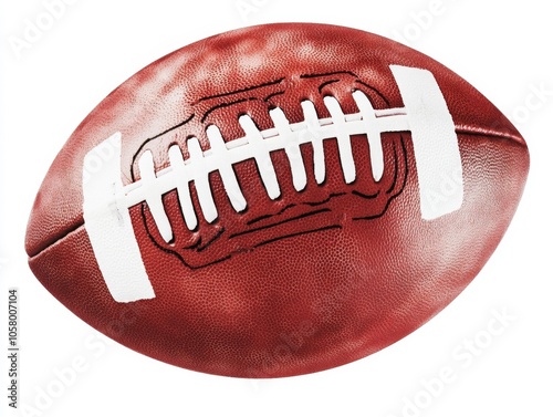 Isolated American football on a white background, showcasing a clean and minimalist design with high resolution and sharp focus, free from any distractions or elements. photo