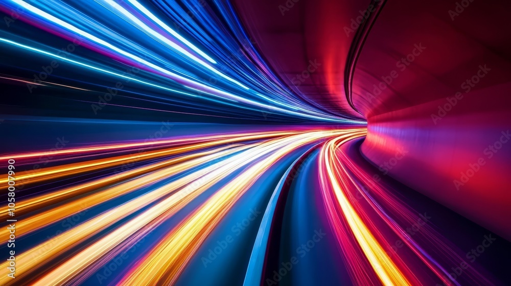 Abstract Light Trails in a Vibrant Tunnel Abstract Light Trails in a Vibrant Tunnel