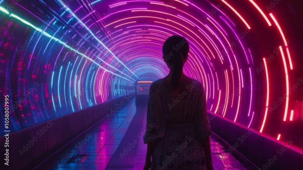 Ethereal Journey Through a Neon Tunnel Ethereal Journey Through a Neon Tunnel