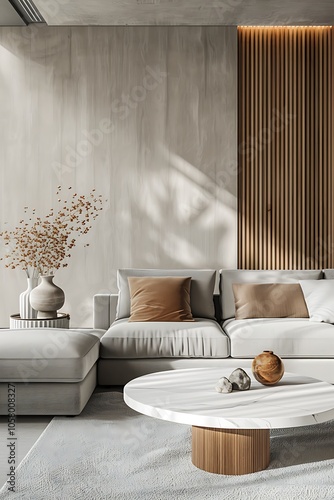 Modern Interior of Stylish Living Room ,Wall Mock Up, Frame , Poster with Beautiful Background, 3d render
