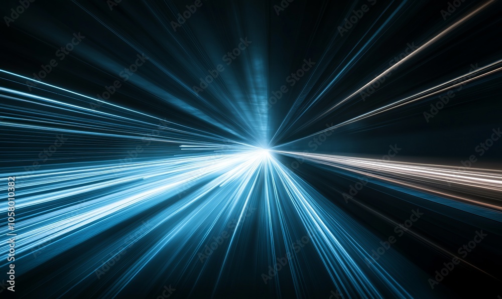An abstract image of light beams radiating outward, creating a sense of speed and energy in a dark background An abstract image of light beams radiating outward, creating a sense of speed and energy in a dark background
