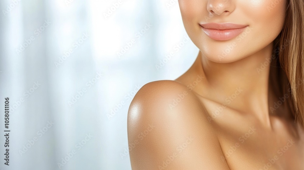 Smooth skin and a gentle smile create a serene and radiant portrait, AI Smooth skin and a gentle smile create a serene and radiant portrait, AI