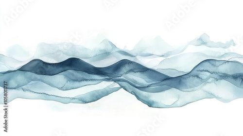 Abstract watercolor waves in shades of blue, creating a serene and calming effect.