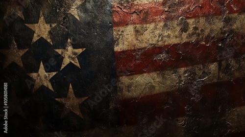 Vintage American Flag Textured Background