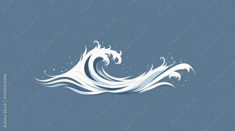 A stylized illustration of gentle water waves with swirling patterns on a blue background A stylized illustration of gentle water waves with swirling patterns on a blue background