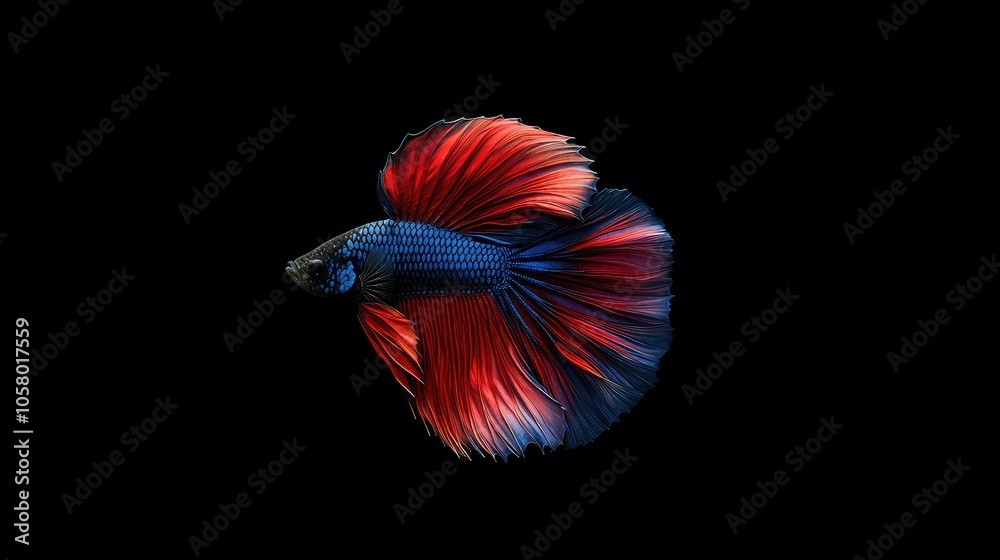 Fototapeta premium Colorful Betta Fish in Motion Against Black Background