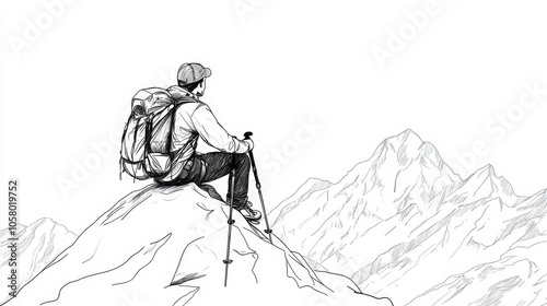 Solitary Hiker Enjoying a Scenic Mountain View