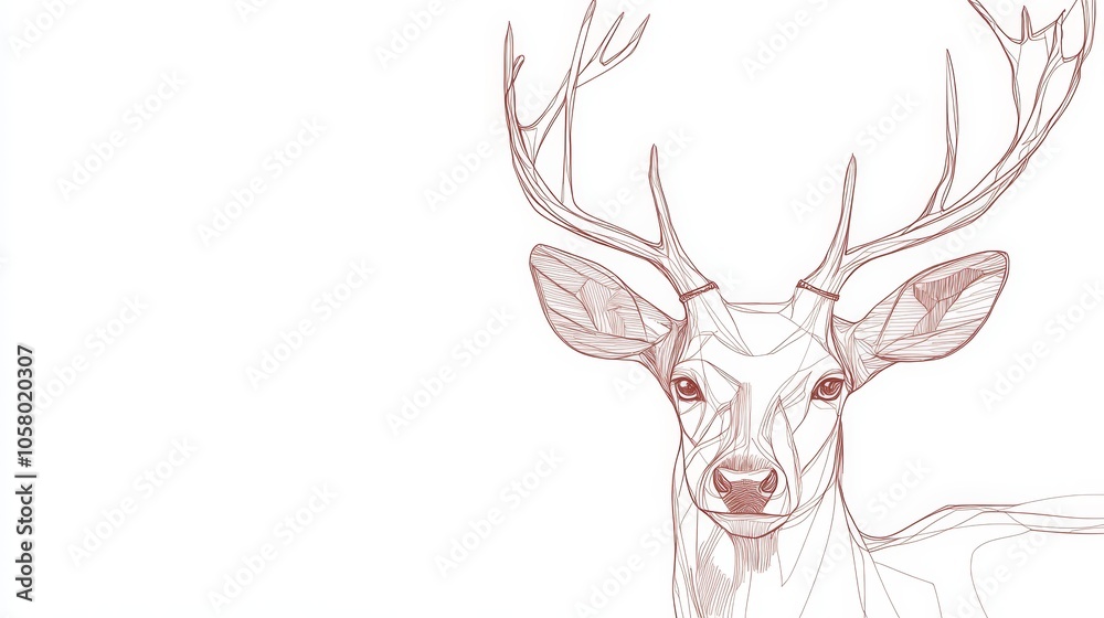 Abstract Geometric Illustration of a Deer Head with Antlers Abstract Geometric Illustration of a Deer Head with Antlers
