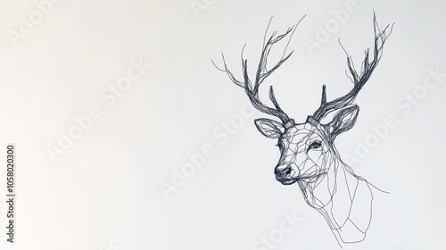 Abstract Line Art of a Deer Head with Antlers photo