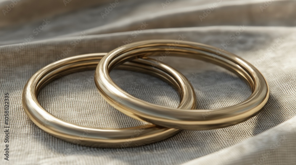 Elegant Gold Rings on a Soft Fabric Background Elegant Gold Rings on a Soft Fabric Background