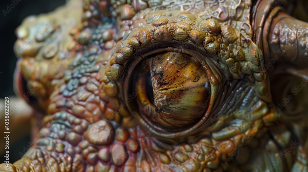 Fototapeta premium An upclose look at a sculpture of a creature from a science fiction book with realistic textures and lifelike features.