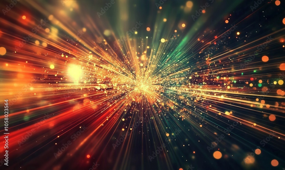 An abstract image of light beams radiating outward, creating a sense of speed and energy in a dark background An abstract image of light beams radiating outward, creating a sense of speed and energy in a dark background