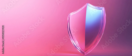 Glass Shield on Pink Background, Protection and Security Concept