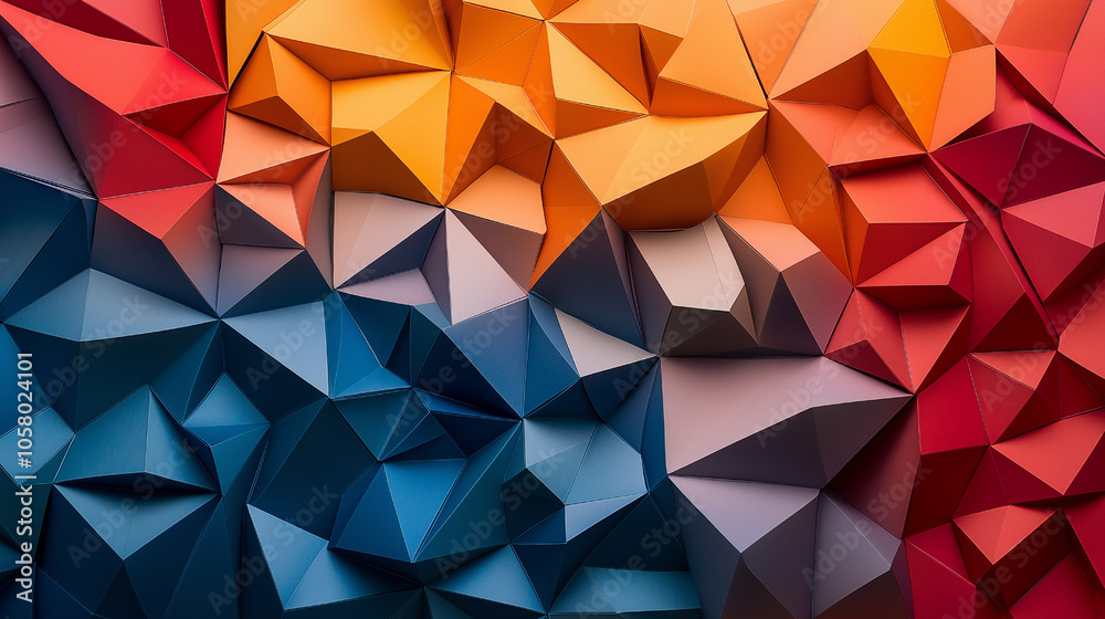 Fototapeta premium Abstract Geometric Arrangement of Colorful Paper Pyramids