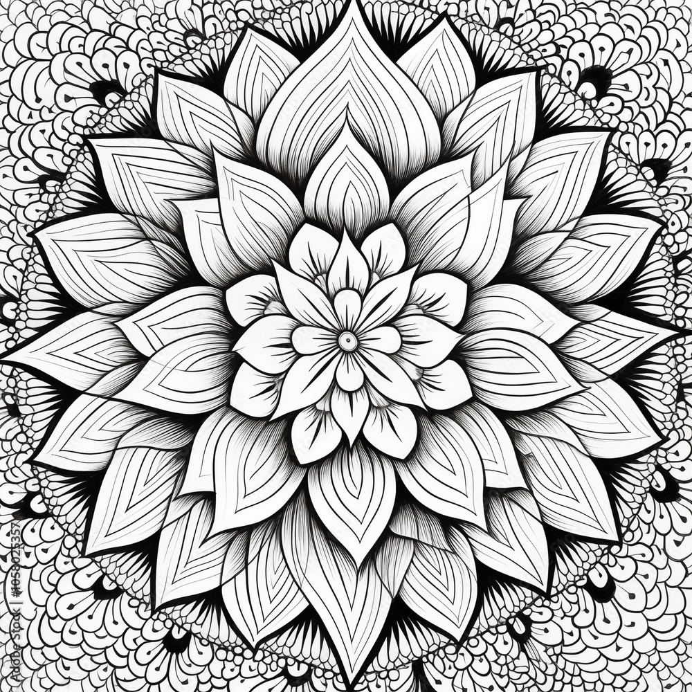 Adult coloring page Mandalas Flower