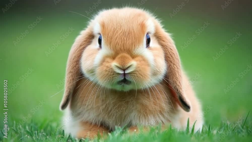 A fluffy brown rabbit sits on lush green grass in a serene garden during a sunny spring afternoon A fluffy brown rabbit sits on lush green grass in a serene garden during a sunny spring afternoon