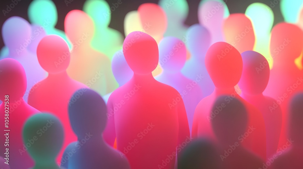 Colorful silhouettes represent diversity and unity, creating an abstract depiction of community and togetherness in vibrant hues. Colorful silhouettes represent diversity and unity, creating an abstract depiction of community and togetherness in vibrant hues.
