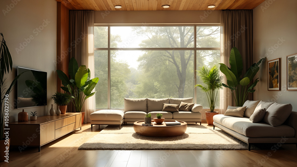 A Cozy and Inviting Spacious Living Room Bathed in Natural Light from Tall Windows A Cozy and Inviting Spacious Living Room Bathed in Natural Light from Tall Windows