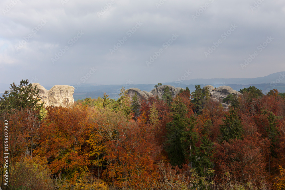 Colorful autumn Landscape in Bohemian Paradise, Czech Republic