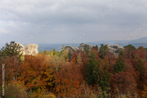 Obraz na płótnie Colorful autumn Landscape in Bohemian Paradise, Czech Republic w salonie