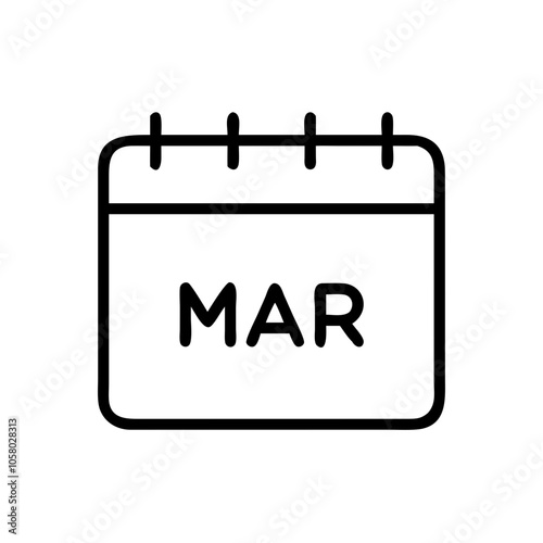  March calendar icon in black outline on white background