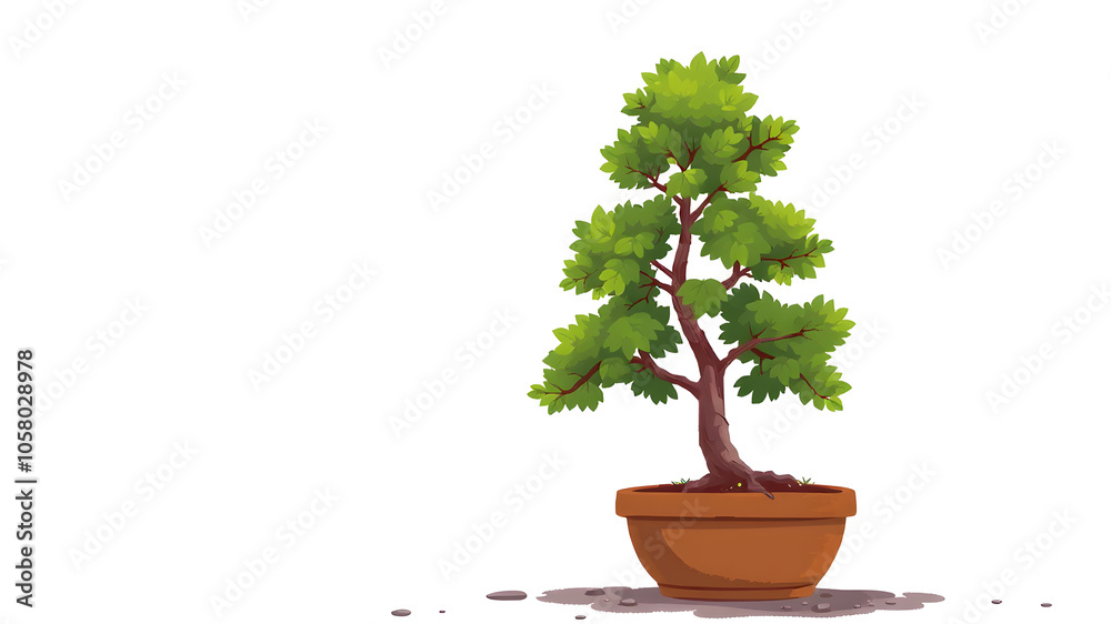 Bonsai tree in pot illustration. Generative AI Bonsai tree in pot illustration. Generative AI