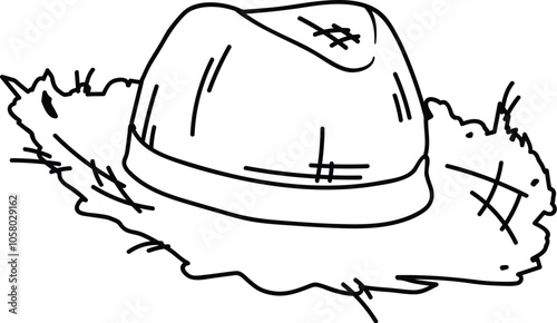 Contour drawing of an insulated saloma hat on a white background