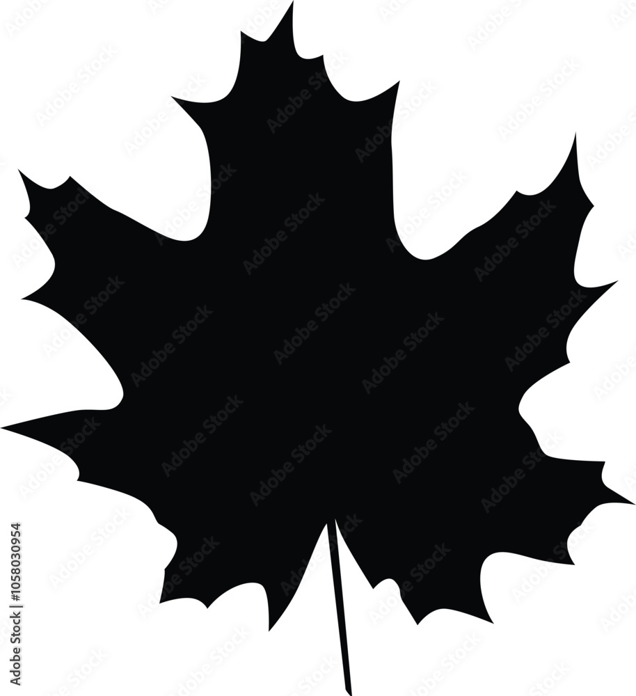 A black silhouette of a leaf from a tree