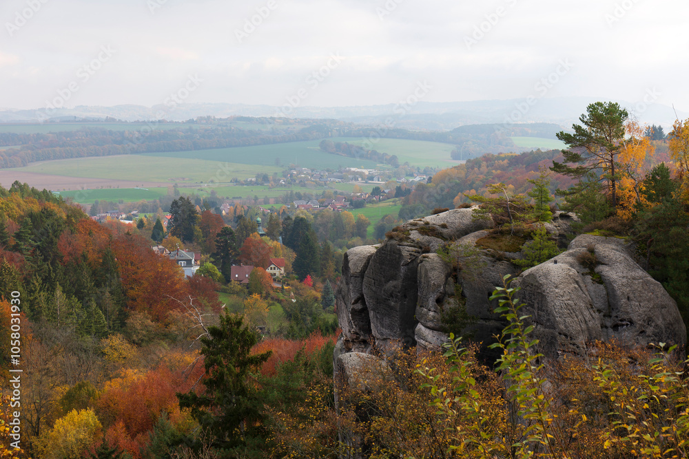 Colorful autumn Landscape in Bohemian Paradise, Czech Republic