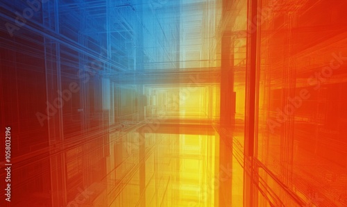 Heatmap of a skyscraper's internal temperature, with warm colors marking heat spots in mechanical rooms and cooler tones in air-conditioned spaces