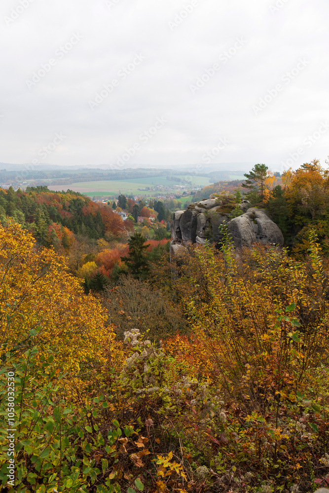 Colorful autumn Landscape in Bohemian Paradise, Czech Republic