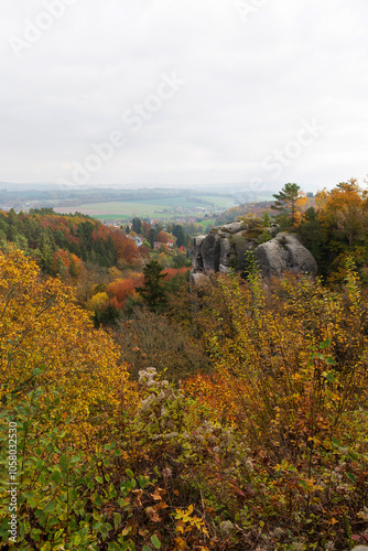 Obraz na płótnie Colorful autumn Landscape in Bohemian Paradise, Czech Republic w salonie