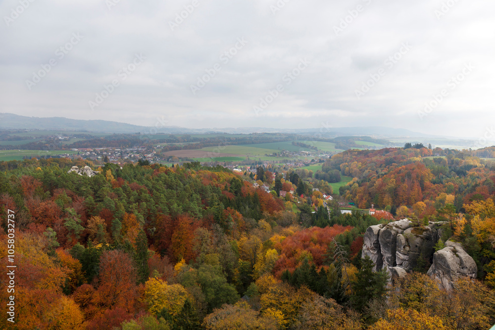 Colorful autumn Landscape in Bohemian Paradise, Czech Republic