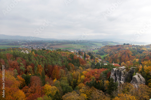 Obraz na płótnie Colorful autumn Landscape in Bohemian Paradise, Czech Republic w salonie