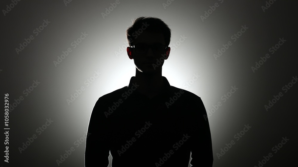 Silhouette of a person against a bright background, evoking mystery and introspection in a minimalistic style. Silhouette of a person against a bright background, evoking mystery and introspection in a minimalistic style.