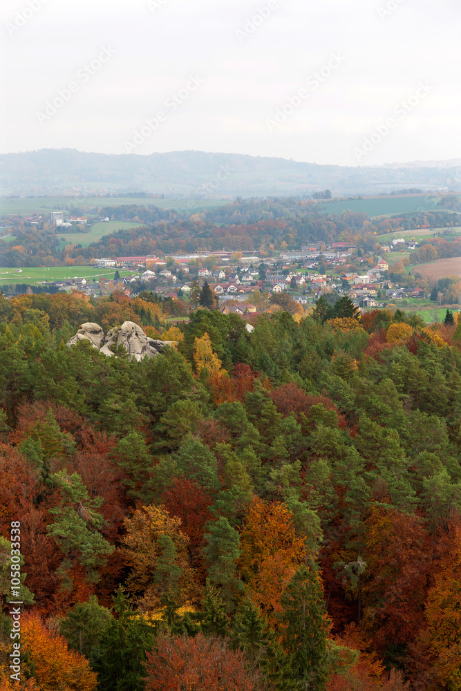 Colorful autumn Landscape in Bohemian Paradise, Czech Republic