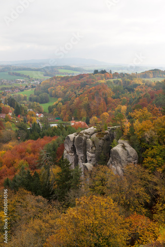 Obraz na płótnie Colorful autumn Landscape in Bohemian Paradise, Czech Republic w salonie