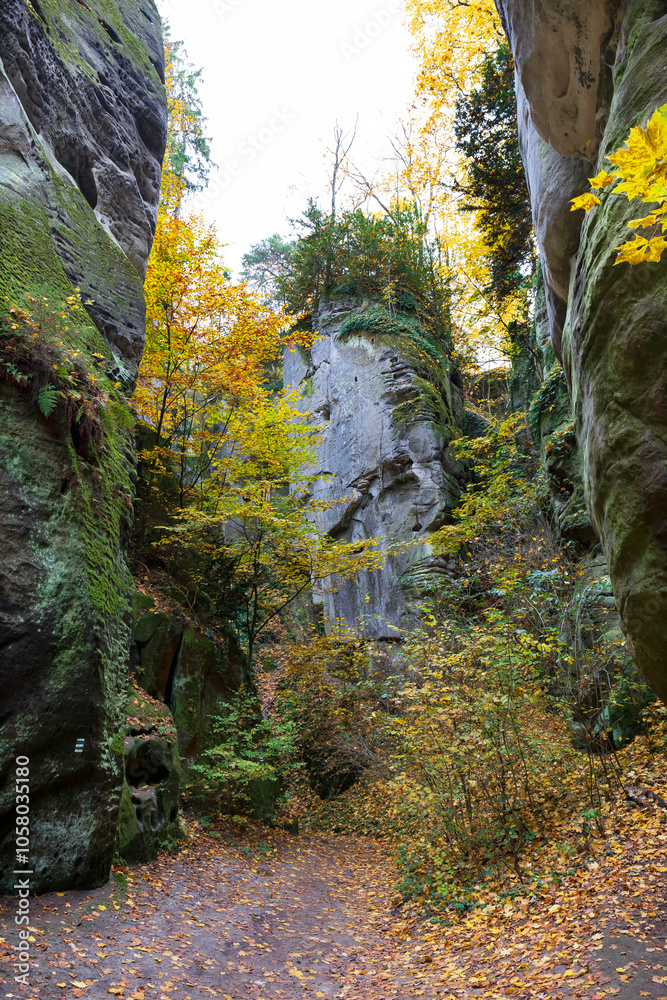 Colorful autumn Landscape in Bohemian Paradise, Czech Republic