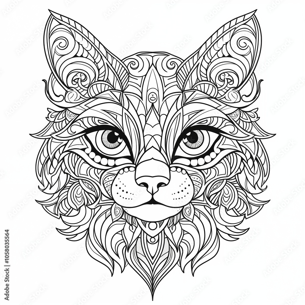 Adult coloring page Mandalas big cat