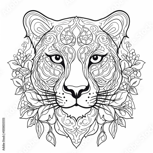 Adult coloring page Mandalas big cat